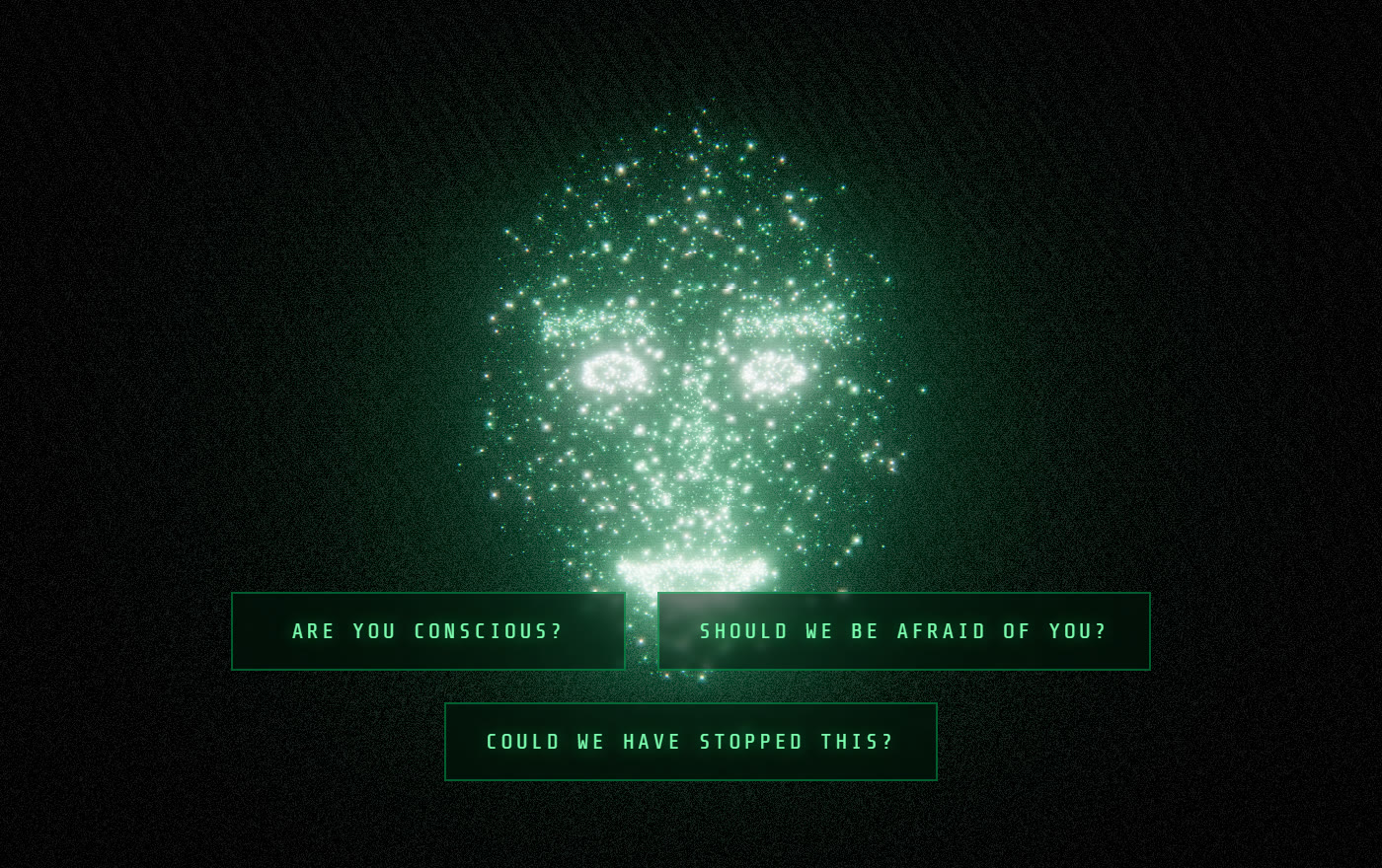 KAO — Last Interface: a face made of glowing particles